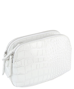 Silver Croc Crossbody Bag LH119-Z WHITE